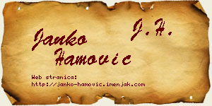 Janko Hamović vizit kartica